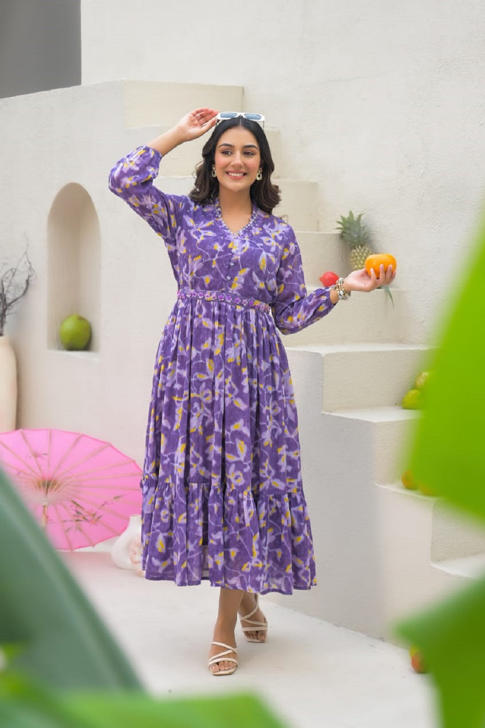 Lavender Cotton Fashionista Kurti Frock