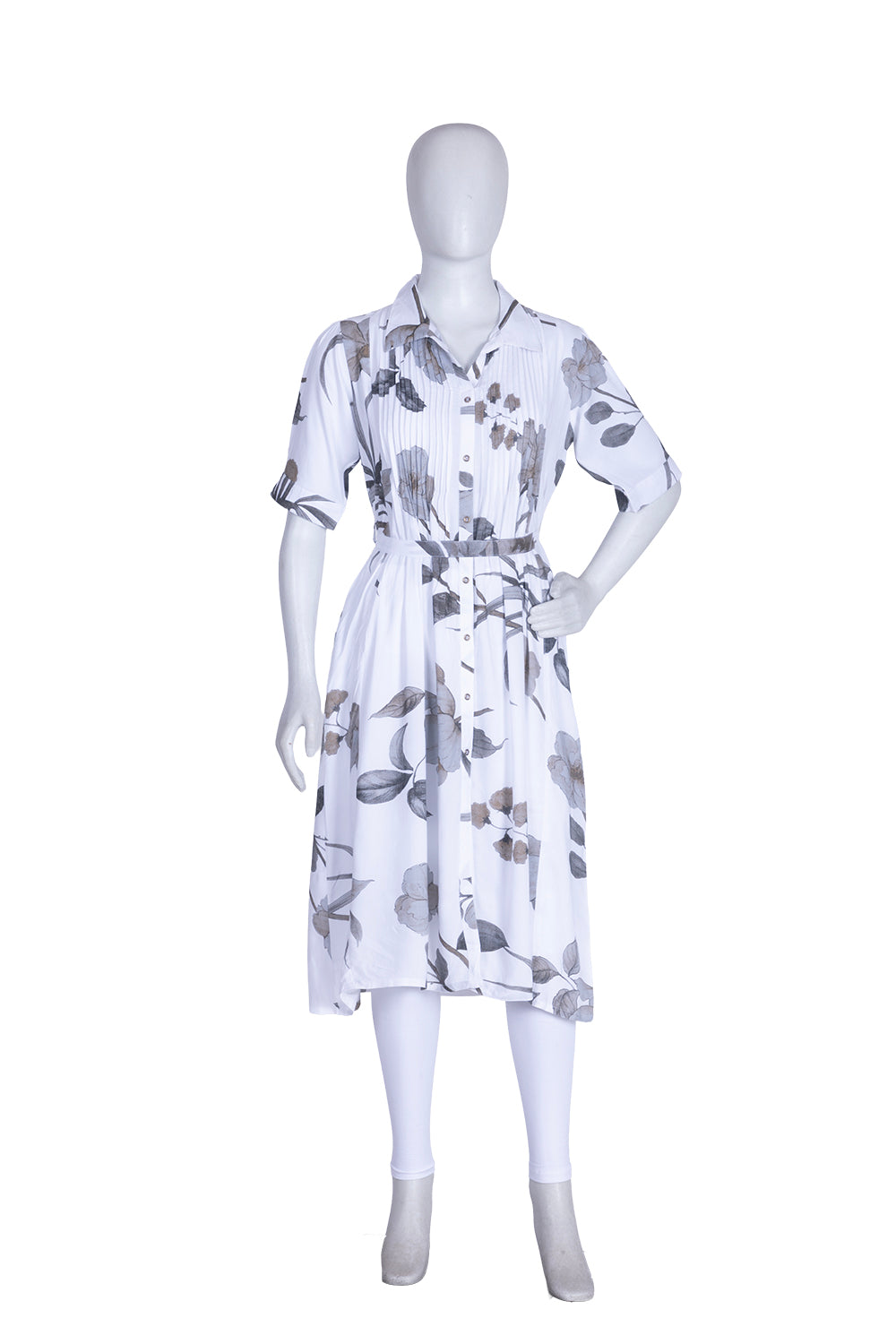 White Rayon Printed Aline Kurti