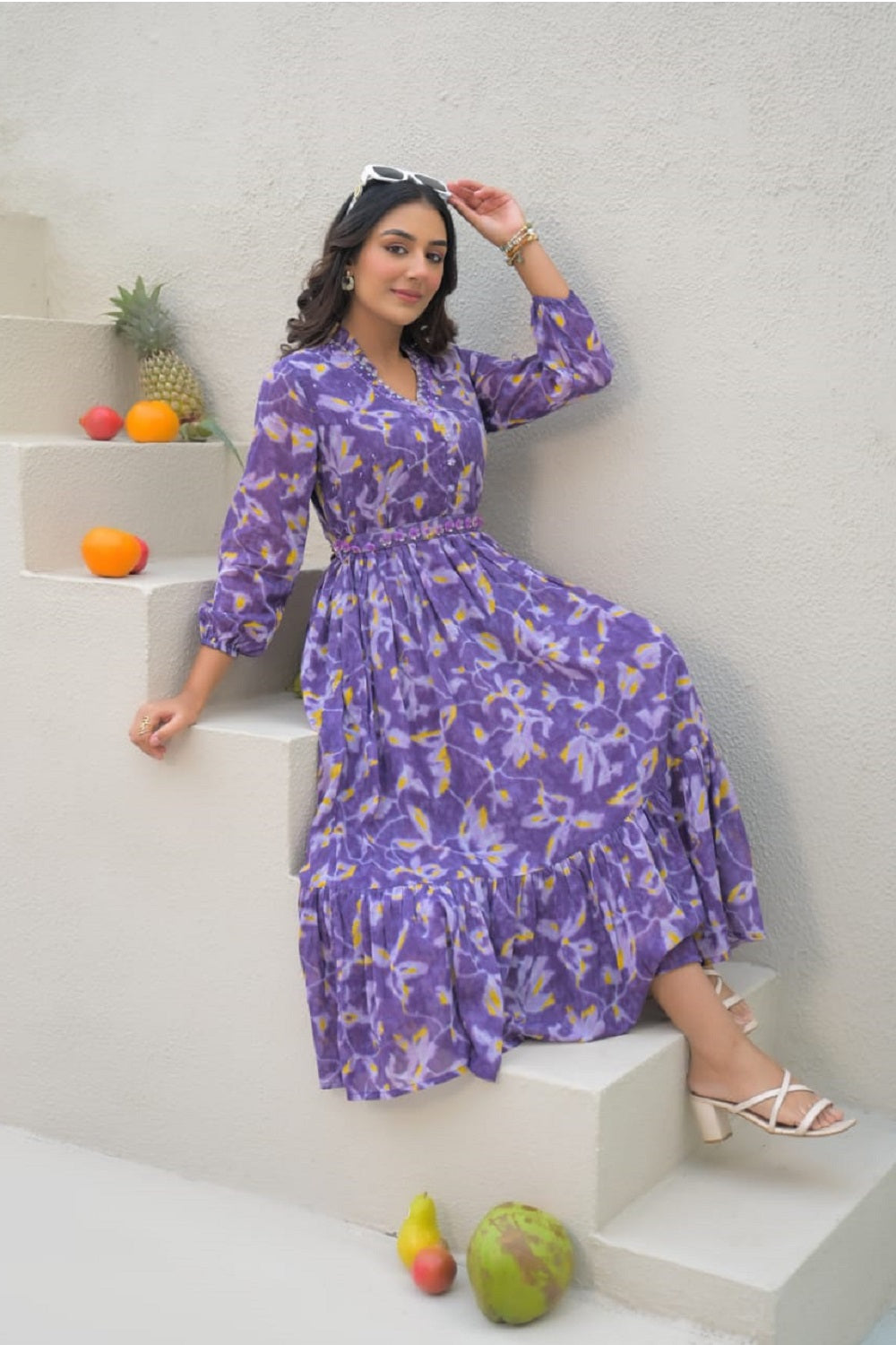 Lavender Cotton Fashionista Kurti Frock