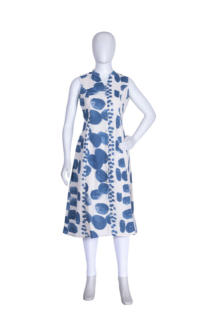 Blue Cotton Print Aline Kurti