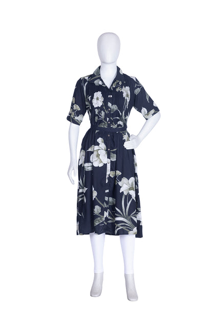 Blue Rayon Printed Aline Kurti