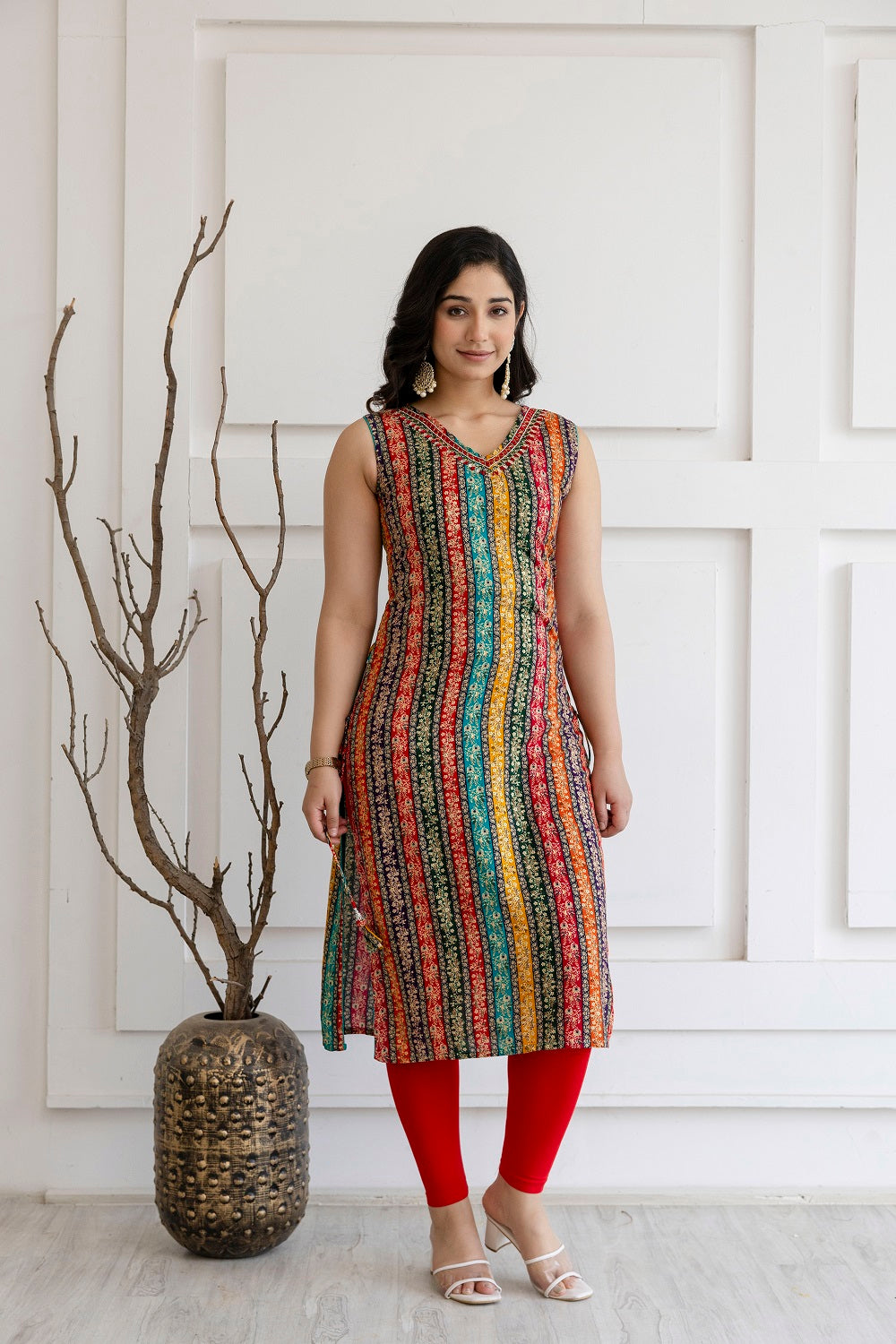 Multi Color Rayon Straight Cut Kurti