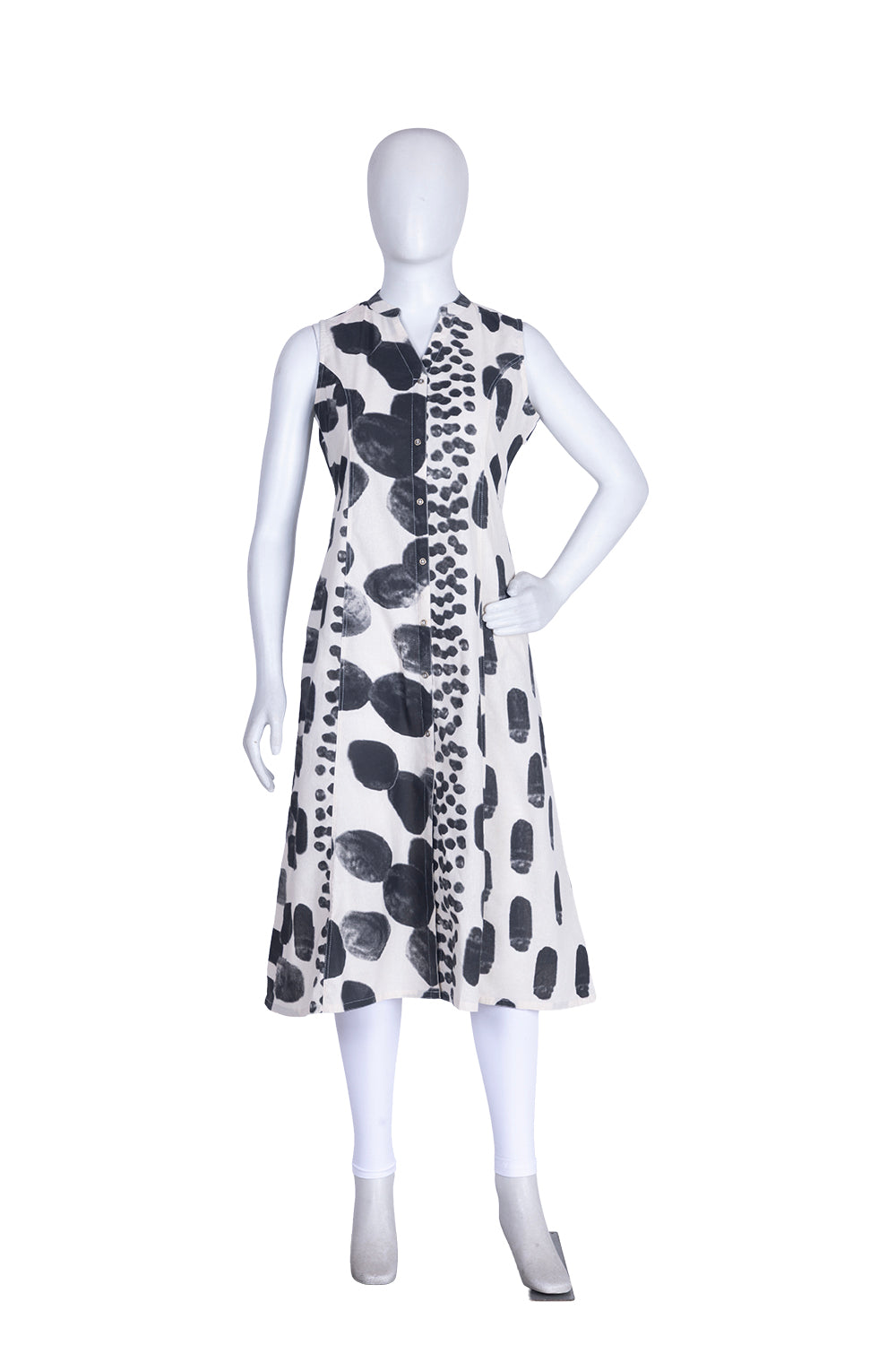 Black Cotton Print Aline Kurti