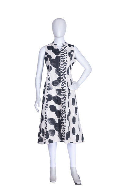 Black Cotton Print Aline Kurti