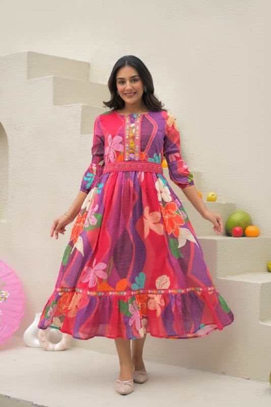 Multi Color Cotton Fashionista Kurti Frock