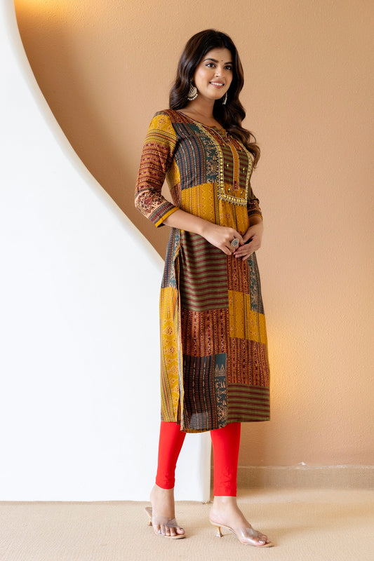Musterd Rayon Straight Cut Kurti