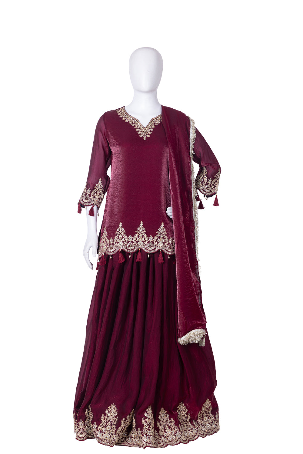 M Pink Fandy Skirt Kurti 3 Pieces Set
