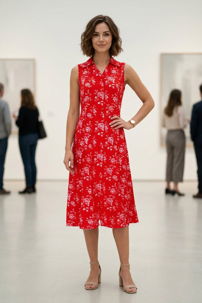 Rani Pink Printed Rayon A-line Kurti