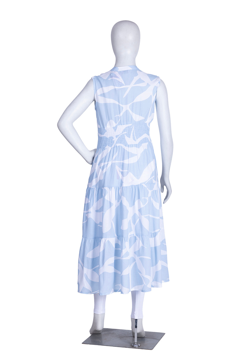 Blue Rayon Printed Frock Kurti