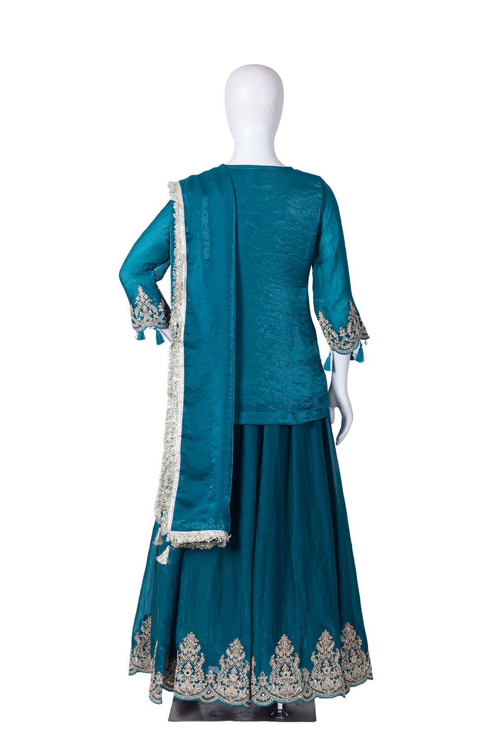 Rama Green Fendi Skirt Kurti 3 Pieces Set