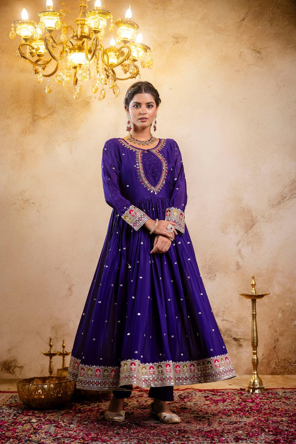 Violet Chinon Partyqeen Kurti 3 Pieces Set