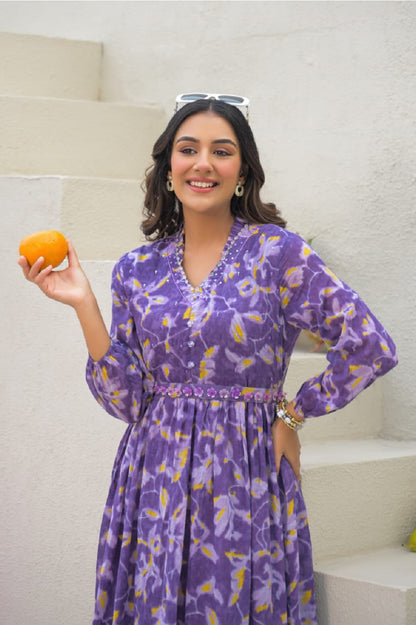 Lavender Cotton Fashionista Kurti Frock
