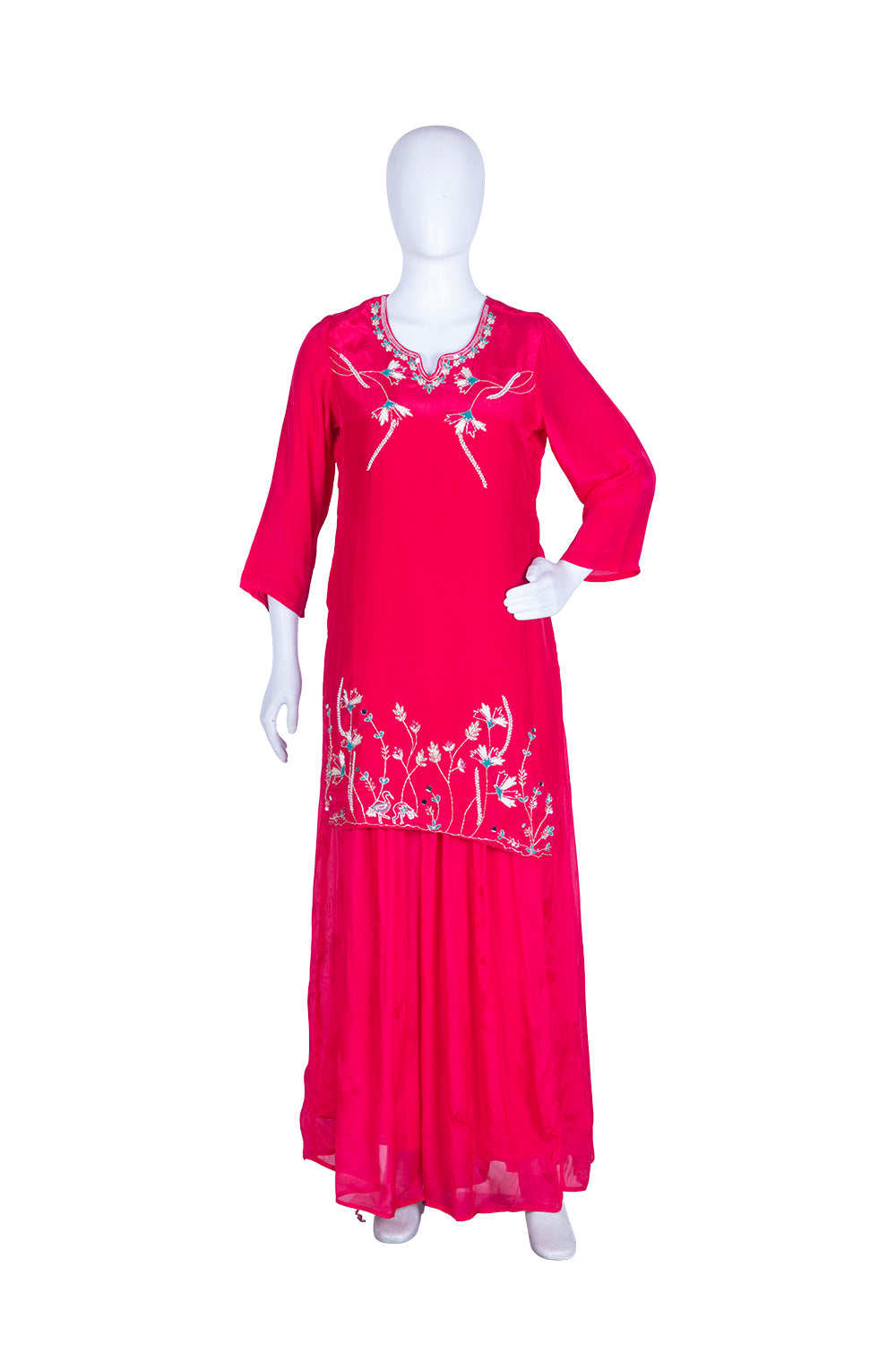 Rani Pink Chinon Garara Kurti 3 Pieces Set