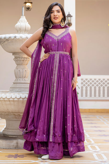 Violet Chinon Kurti Open Skirt