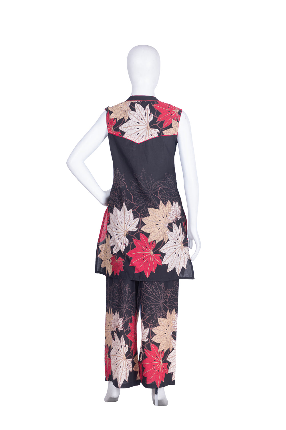 Black Cotton Kurti Straight Plazo 2 Pieces Set