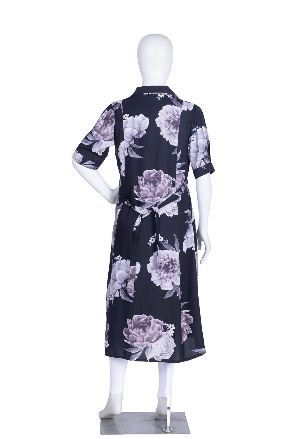 Black Rayon Printed Aline Kurti