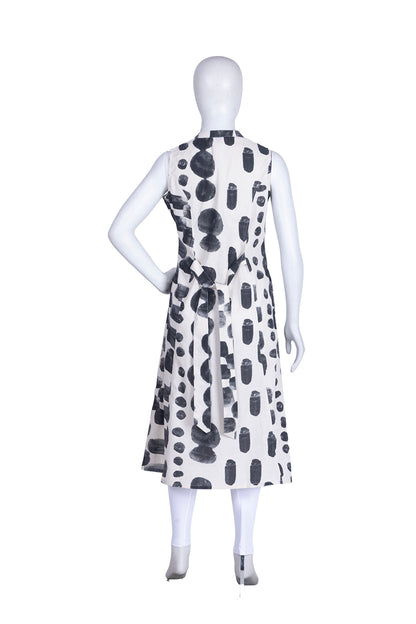 Black Cotton Print Aline Kurti