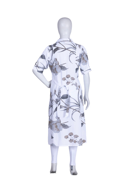White Rayon Printed Aline Kurti