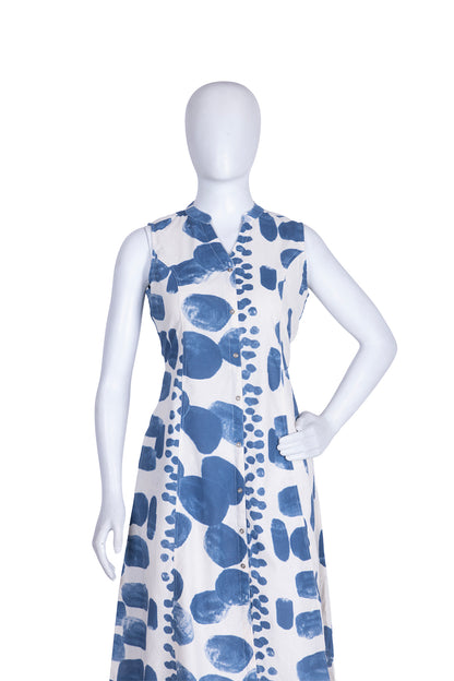 Blue Cotton Print Aline Kurti