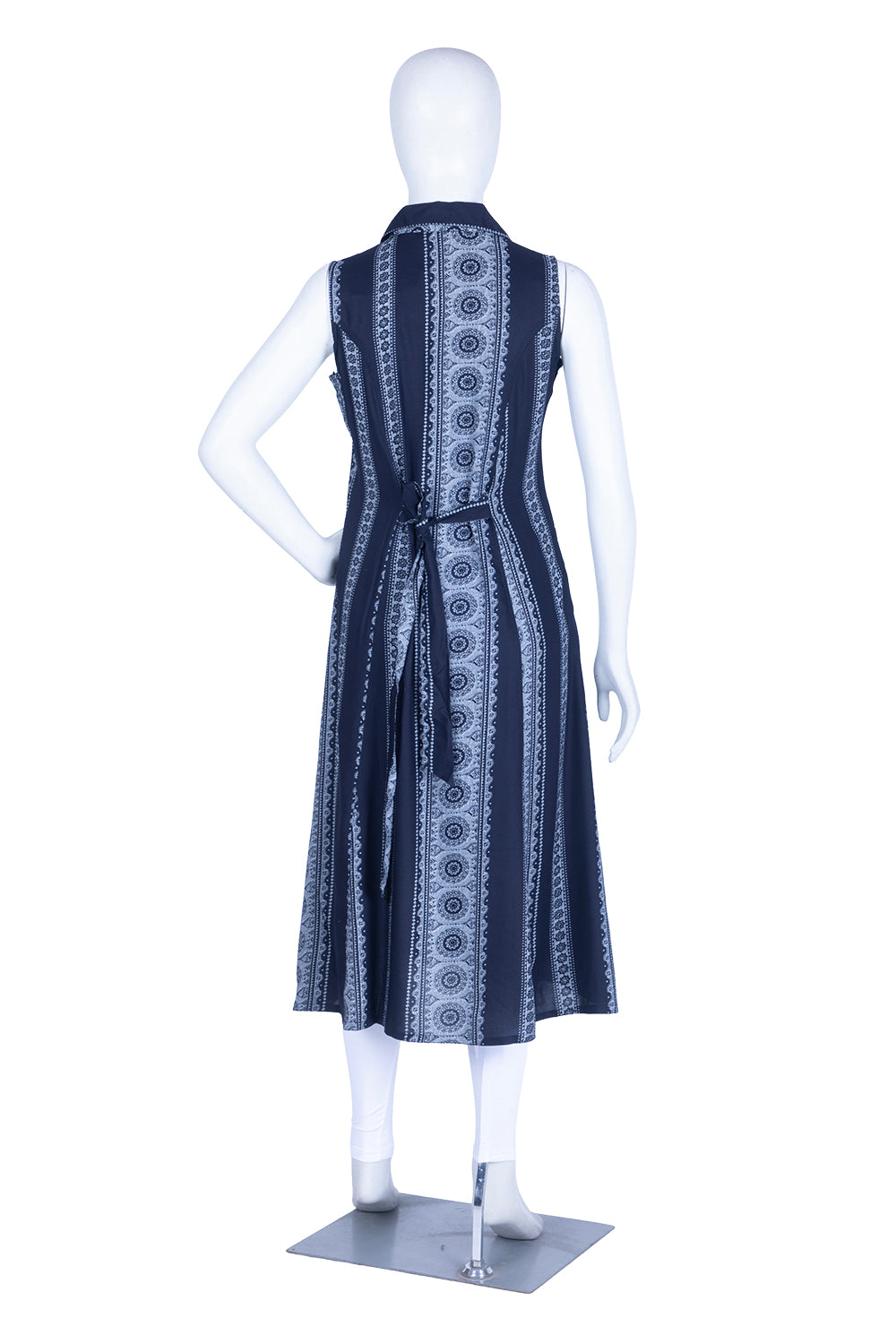 Navy Blue Rayon Printed Aline Kurti