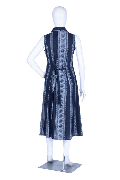 Navy Blue Rayon Printed Aline Kurti