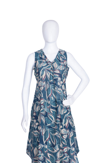 Teal Blue Rayon Kurti Plazo Set