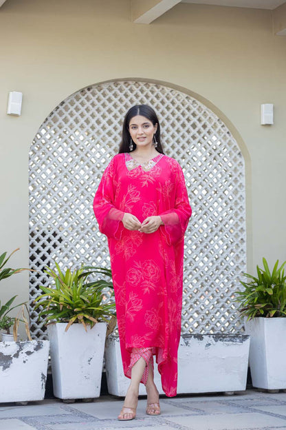 Kaira Rani Pink Partyqueen Kaftan With Pant Set