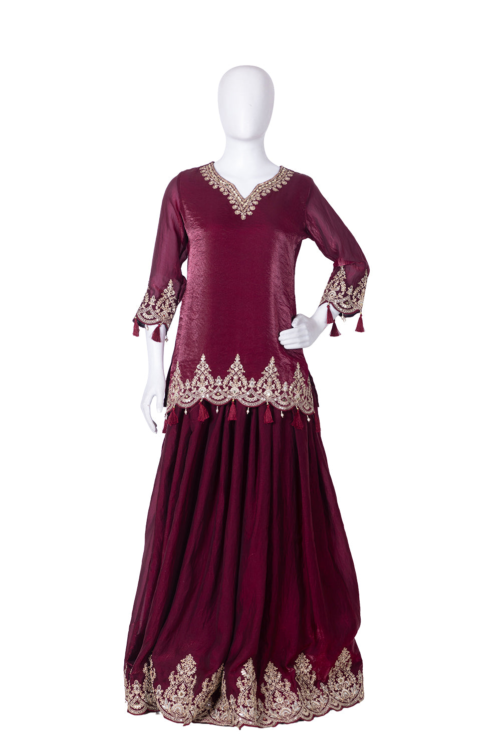 M Pink Fandy Skirt Kurti 3 Pieces Set