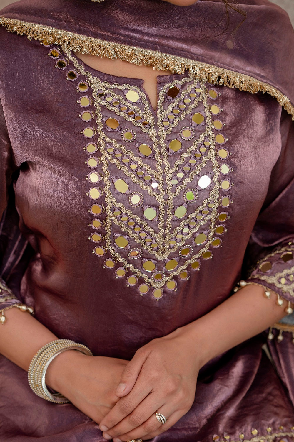 Wine Glass Tissue Kurti Pant 3 Pieces Set