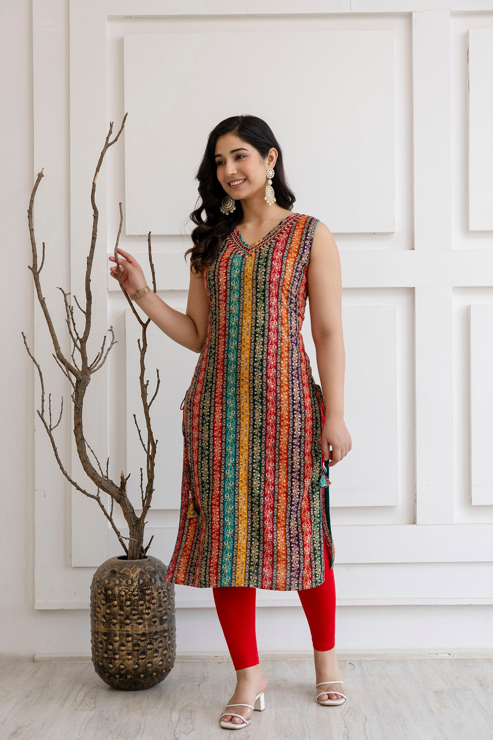 Multi Color Rayon Straight Cut Kurti