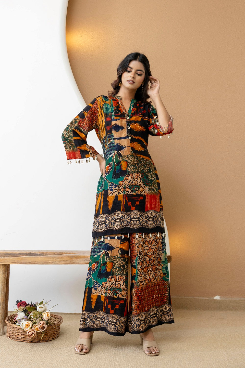 Black Rayon Kurti Plazo 2 Pieces Set
