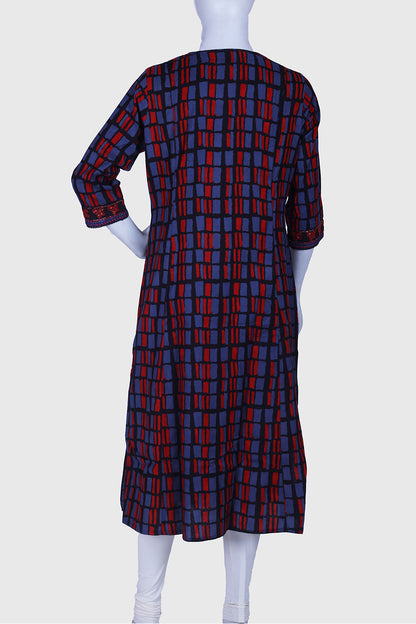 Black Printed Rayon Frock Kurti