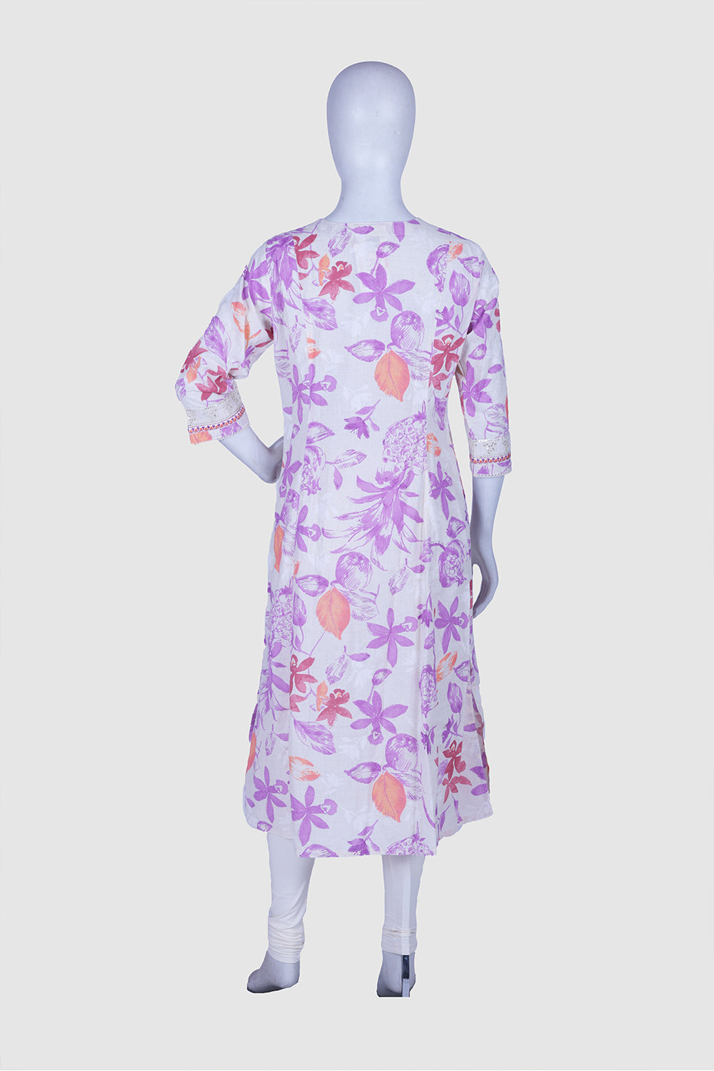 Purple Cotton A-line Kurti