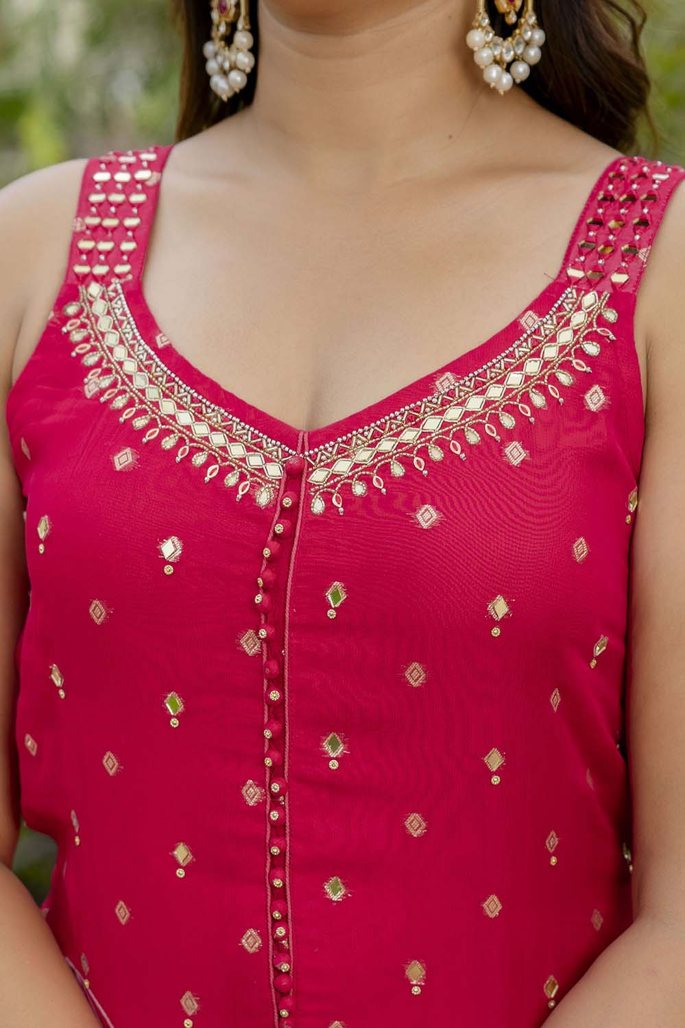 Rani Pink Chinon Kurti Pant