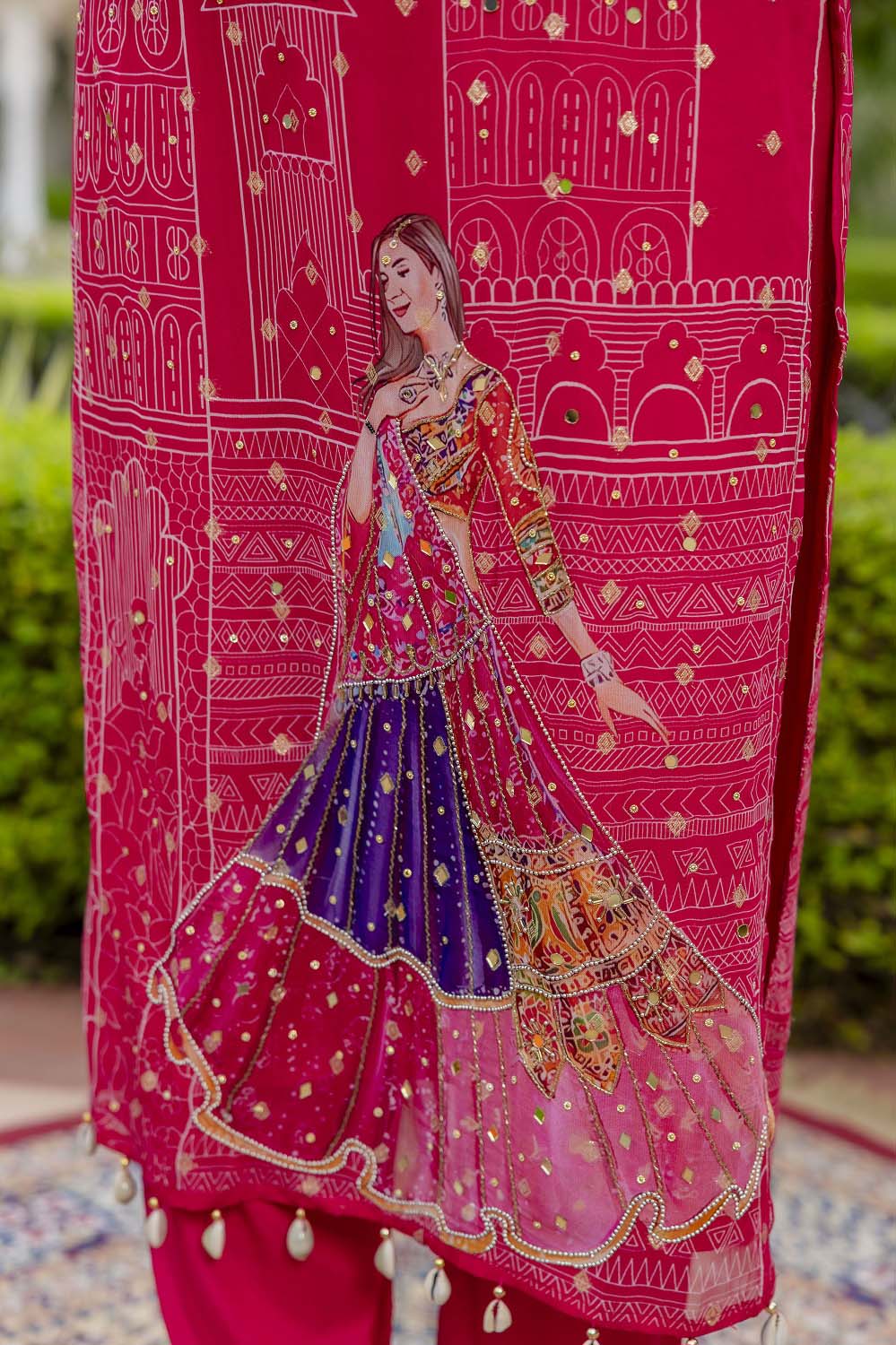 Rani Pink Chinon Kurti Pant