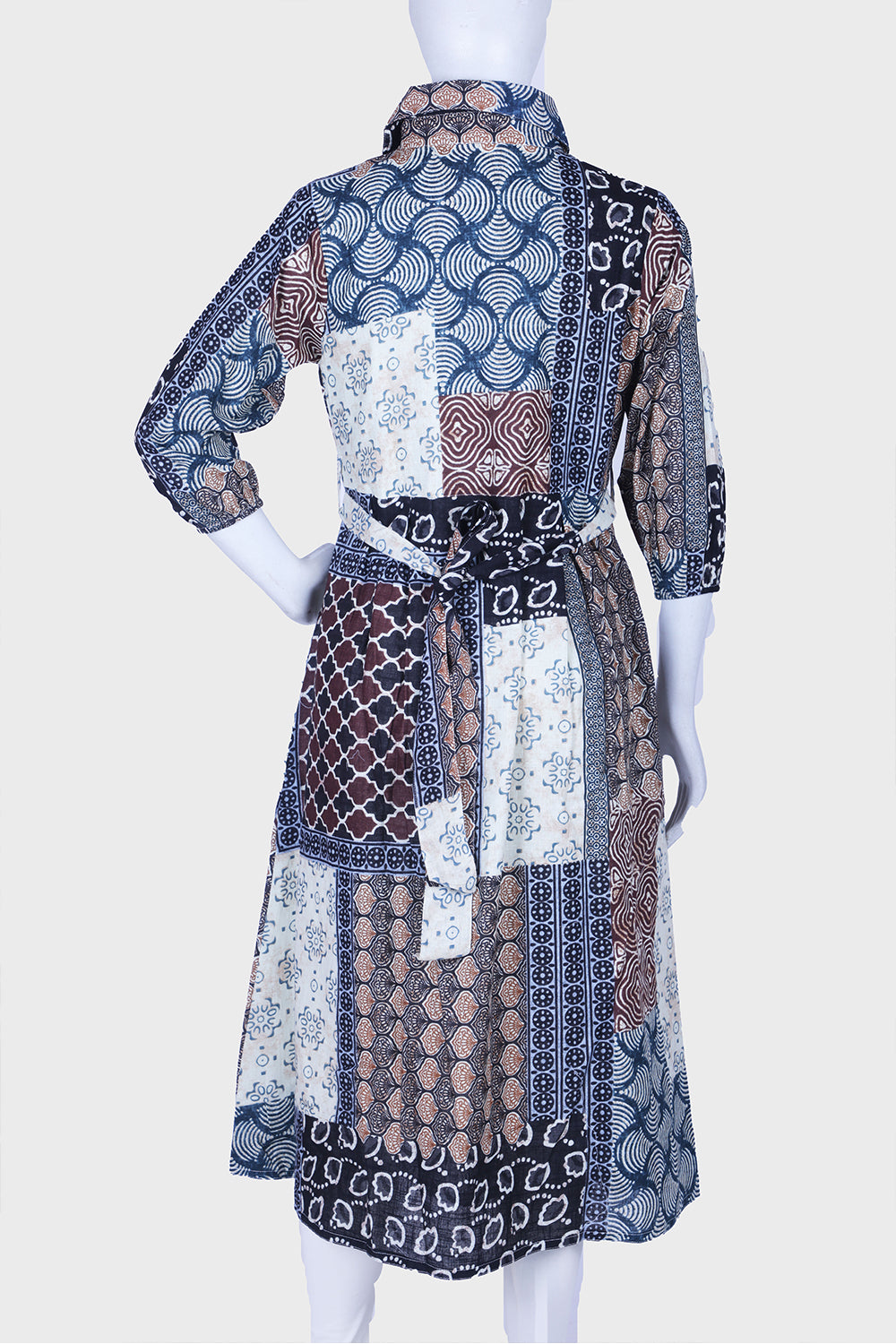 Black Printed Cotton A-line Kurti