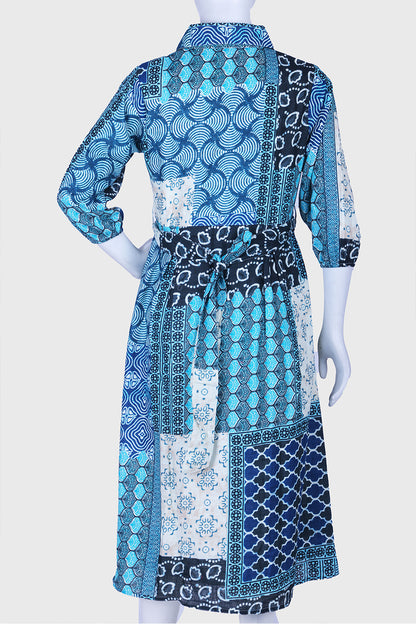 Rama Green Cotton A-line Kurti