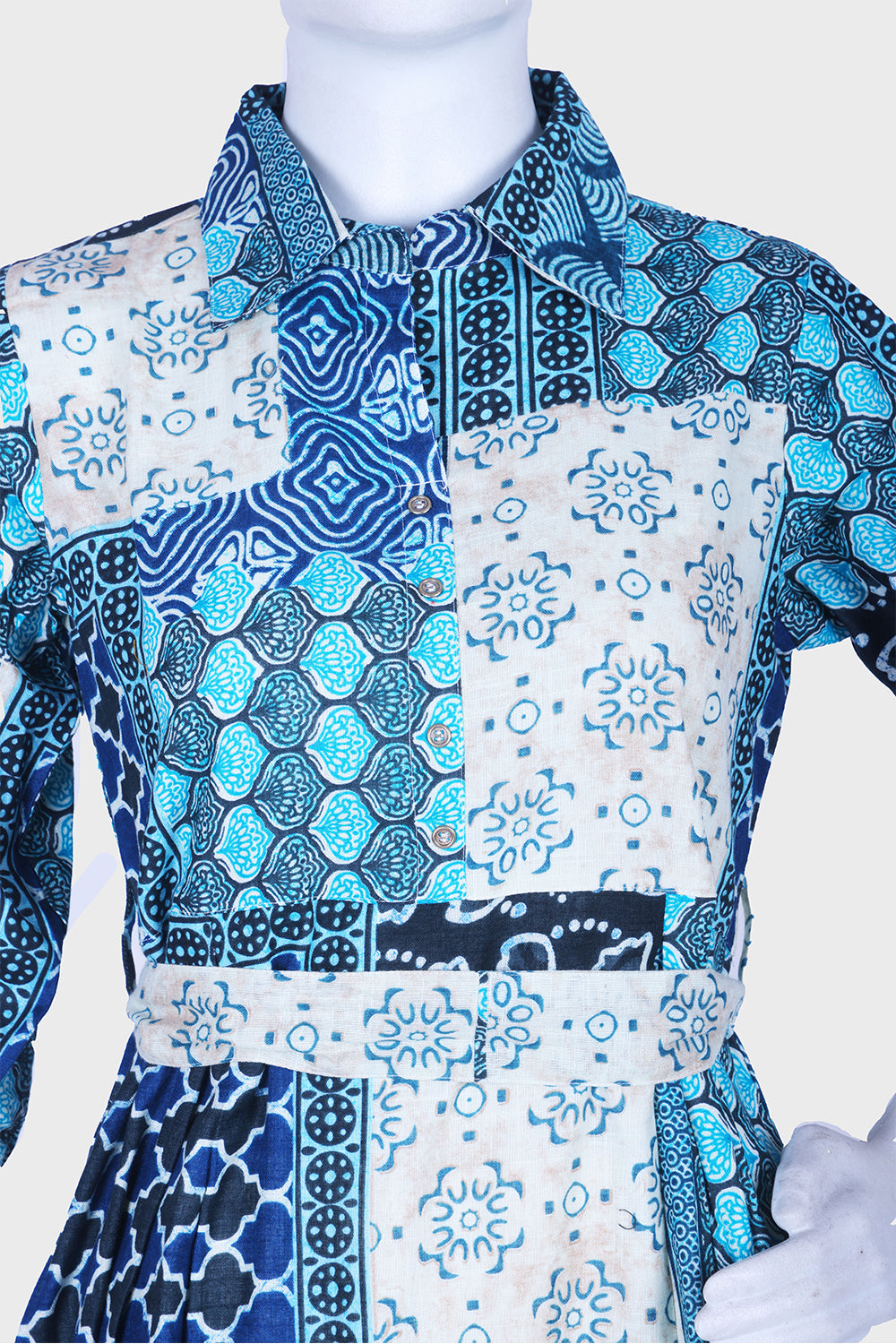 Rama Green Cotton A-line Kurti