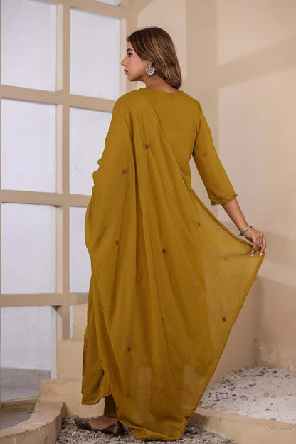 Masterd Fabric Mall Cotton Kurti Plazo Dupatta 3Pcs Set
