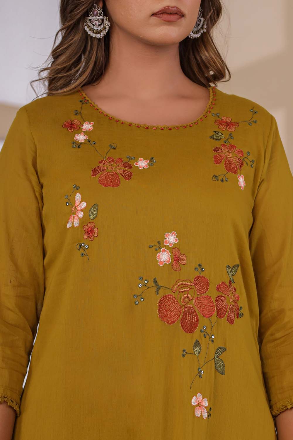 Masterd Fabric Mall Cotton Kurti Plazo Dupatta 3Pcs Set