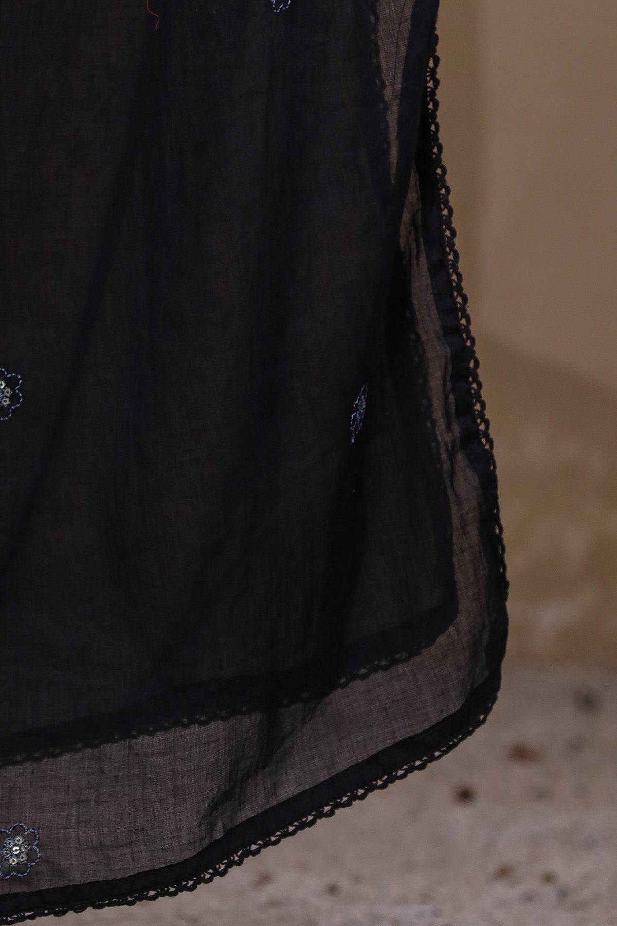 Navy Blue Fabric Mall Cotton Kurti Pant Dupatta 3Pcs Set