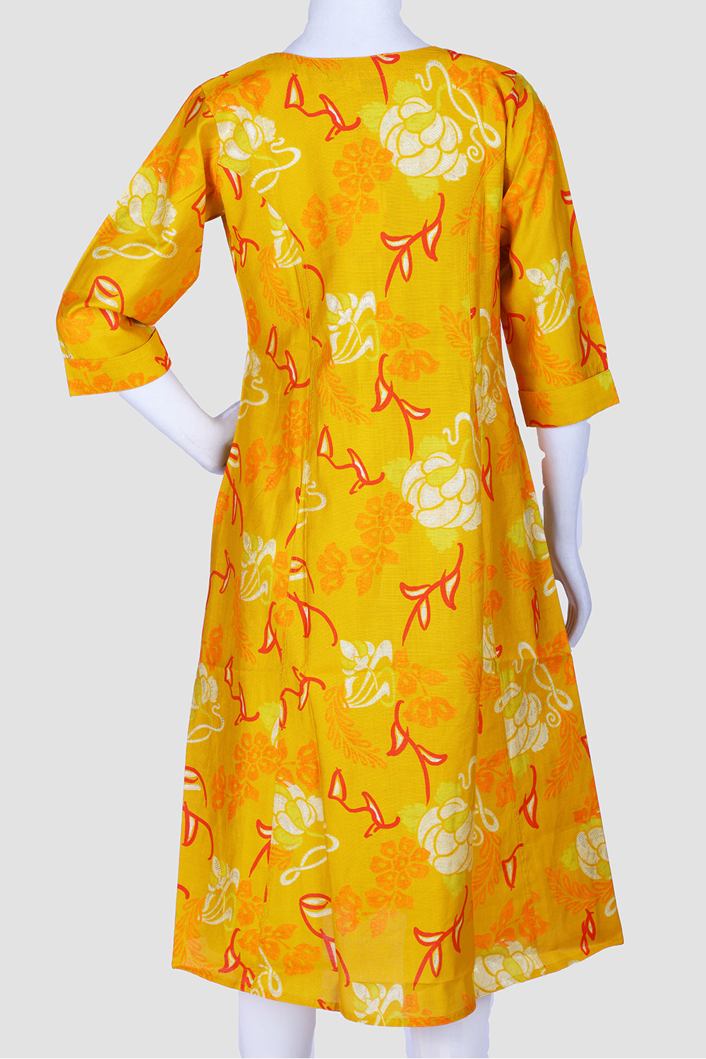 Musterd Pink Printed Rayon A-line Kurti