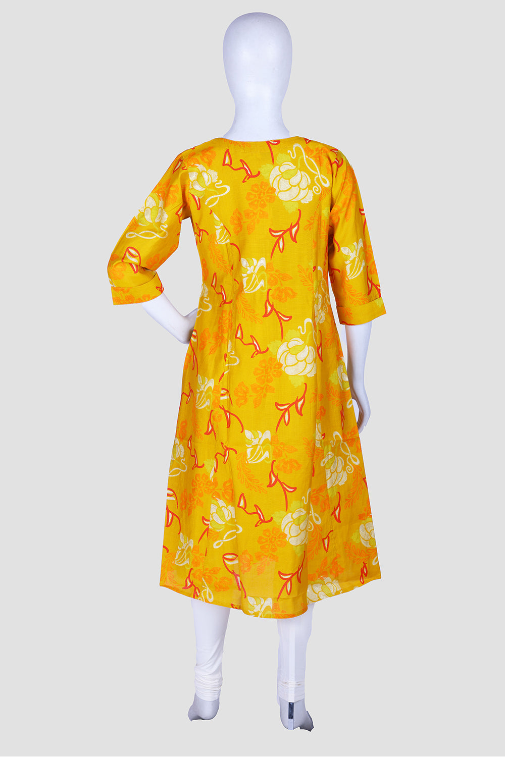 Musterd Pink Printed Rayon A-line Kurti