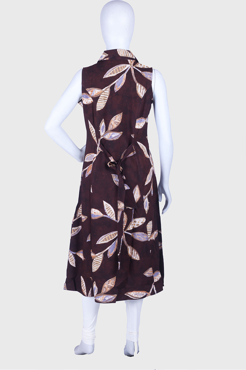 Coffee Printed Rayon A-Line Kurti