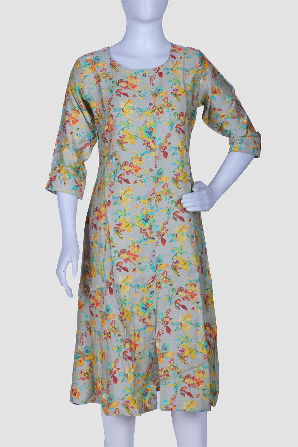 Pista Green Printed Rayon A-Line Kurti