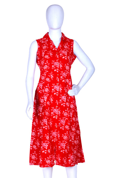 Rani Pink Printed Rayon A-line Kurti