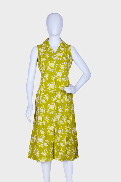 M Green Printed Rayon A-line Kurti