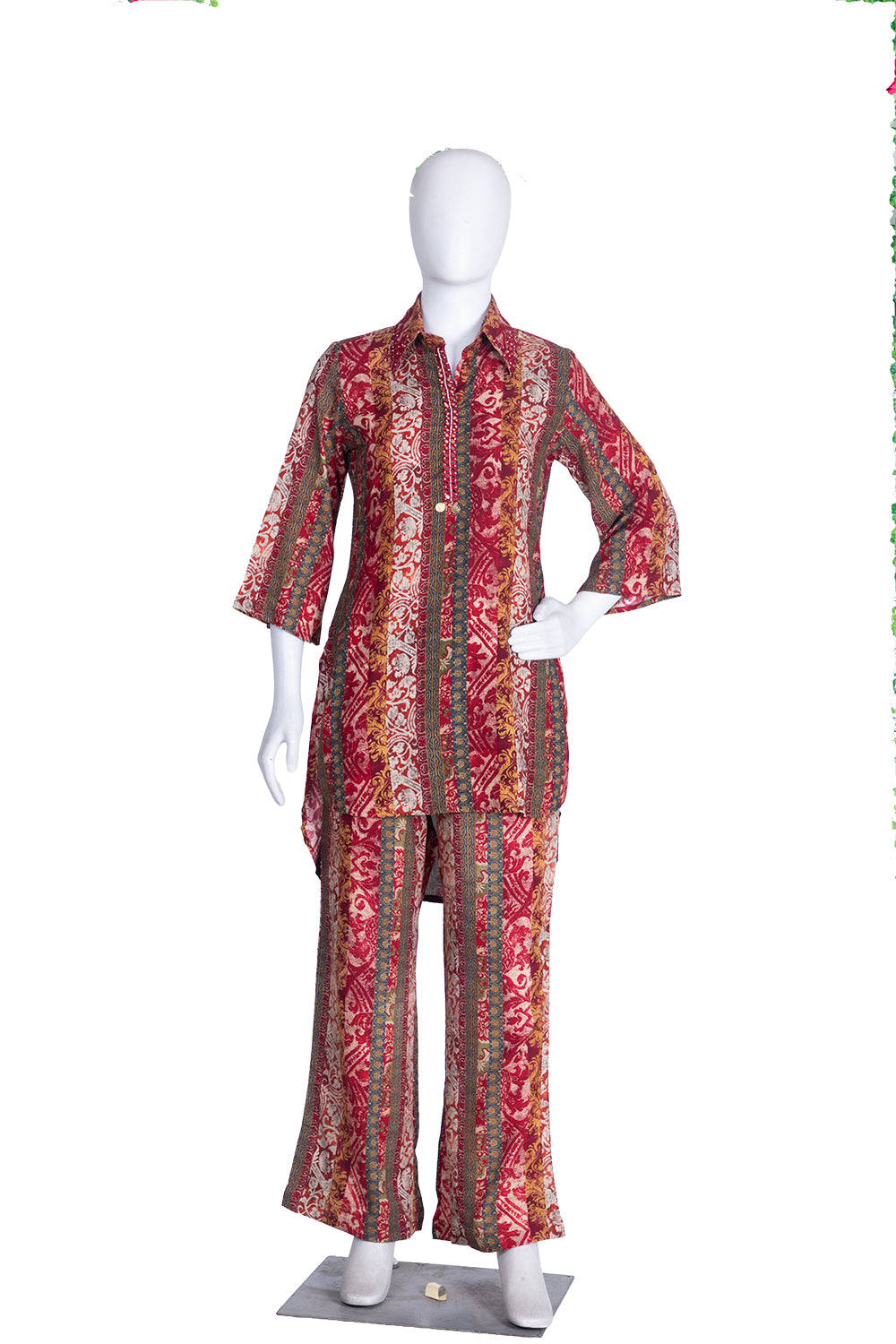 Maroon Rayon Short Kurti 2 Pieces Set