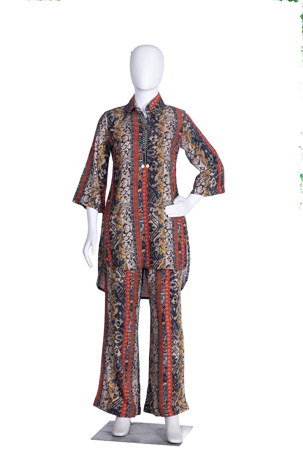Black Rayon Short Kurti 2 Pieces Set