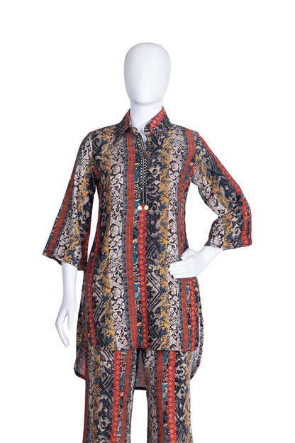 Black Rayon Short Kurti 2 Pieces Set